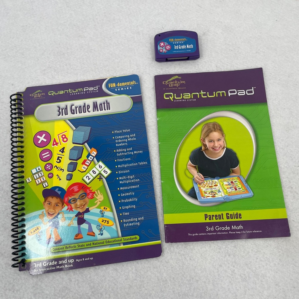 LeapFrog Quantum Pad 3rd Grade Math Book Cartridge‎ Parent Guide FUN-damentals